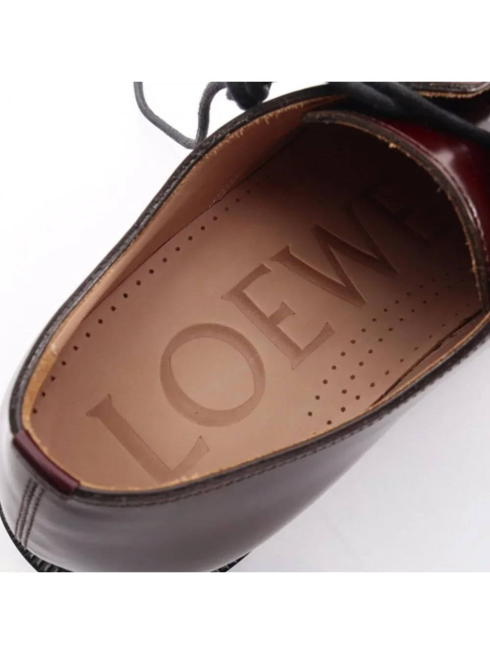 Loewe Dress Shoes Campo Derby Burgundy Leather